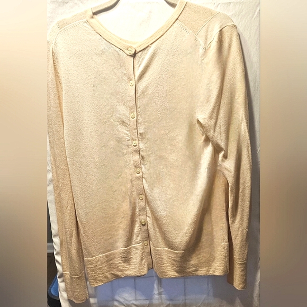 Ann Taylor Cream Button-Up Cardigan